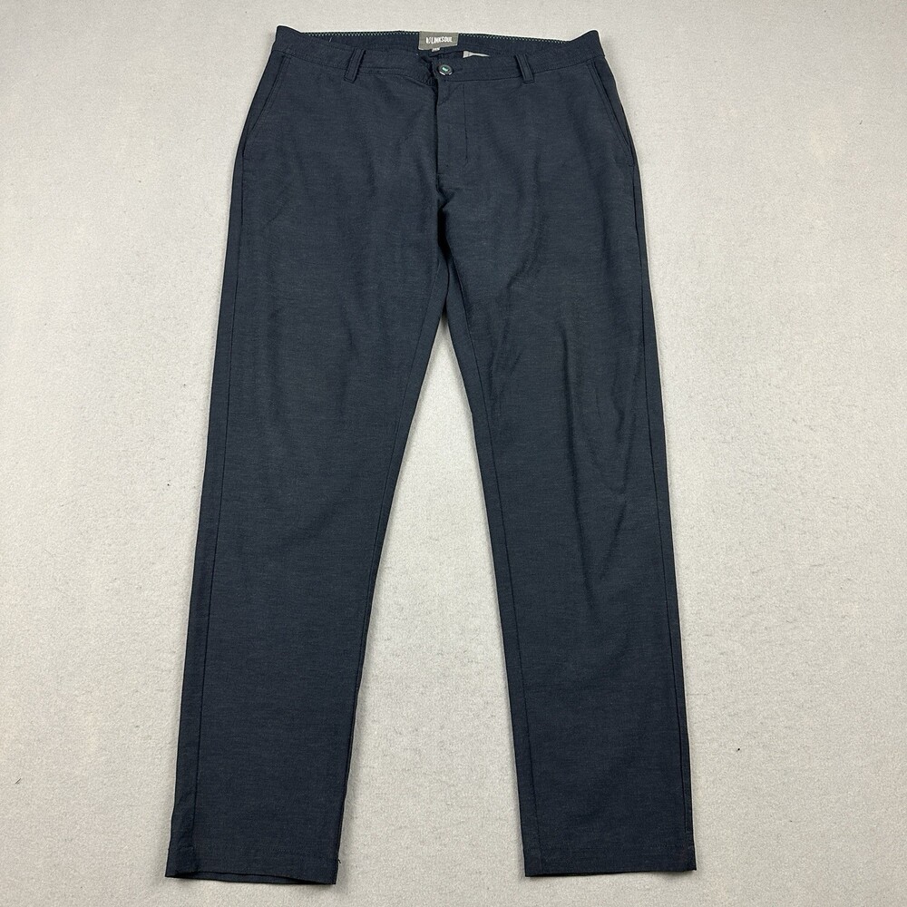 Linksoul Golf Pants Men 34 Blue Solid Straight Leg Khaki Stretch Golfer Chino